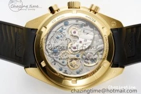 0421 TimelessDesign Speedmaster Moonwatch in Moonshine Gold YG RMF Best Edition YG Dial on Black Rubber Strap Manual Chrono 7834